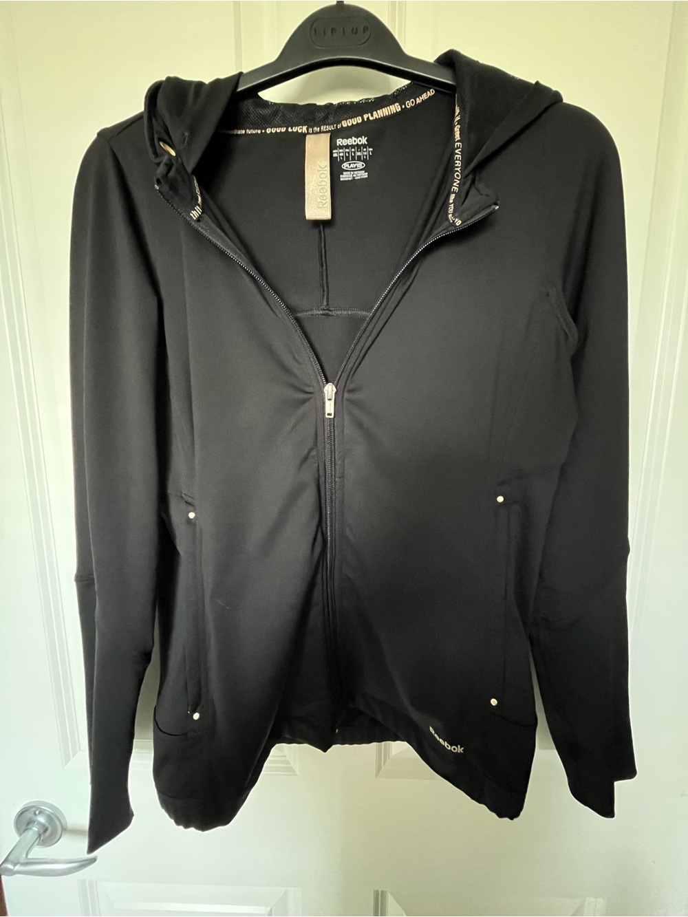 Reebok Black & Gold PlayDry Active Zip-Up Hoodie with Positive Affirmations